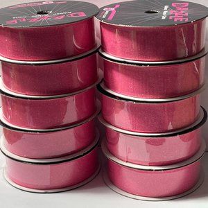 10 Rolls Pink Ribbed Glitter Ribbon 7/8"